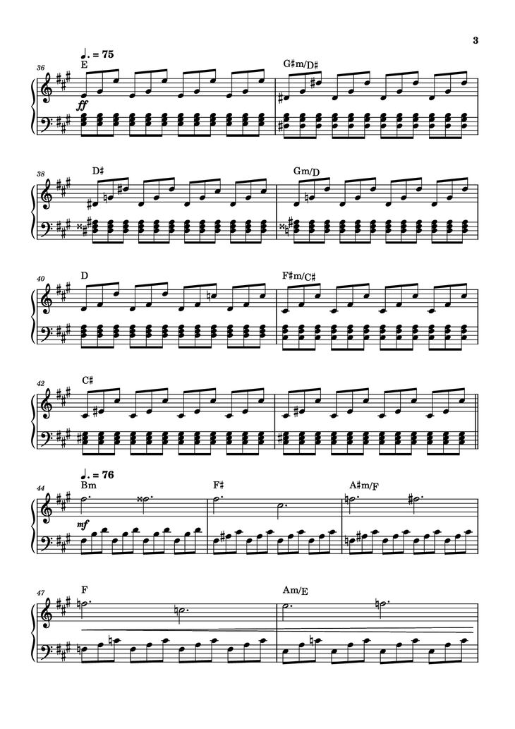 Page 3 of the piano sheet music PDF - Rockets Fall On Rocket Falls Piano by Transcribed by: Sam Anderson