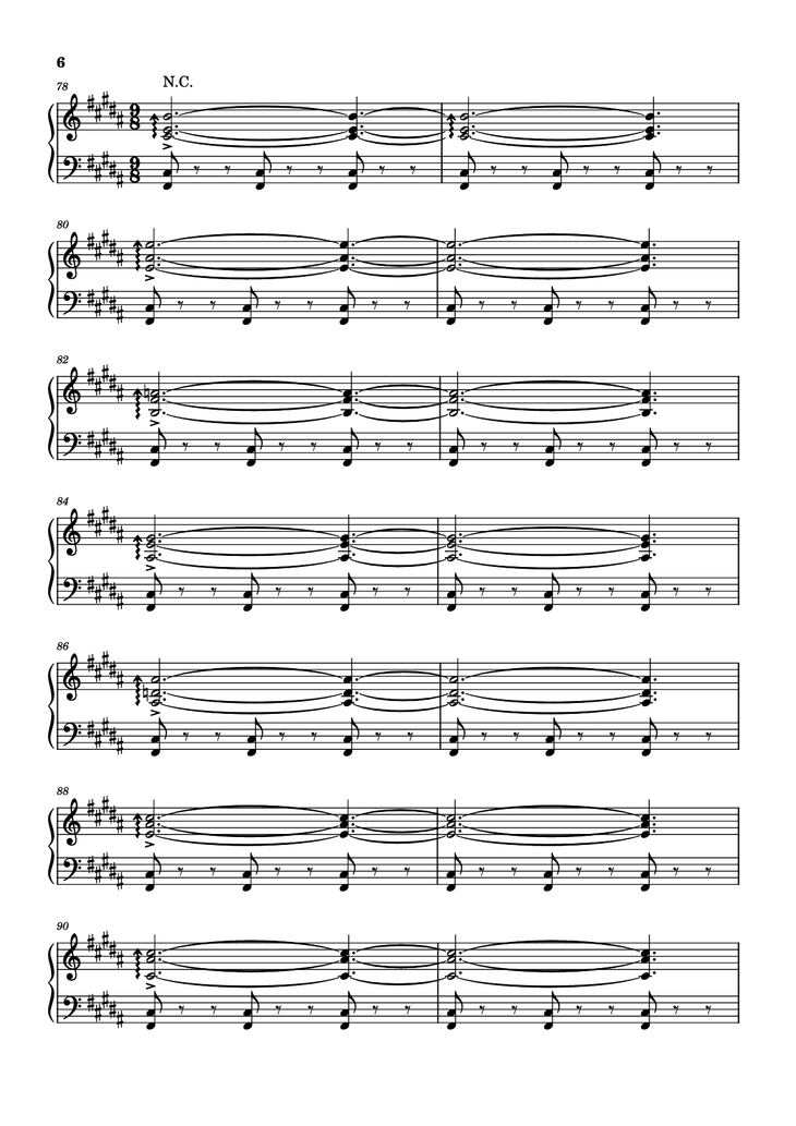 Page 6 of the piano sheet music PDF - Rockets Fall On Rocket Falls Piano by Transcribed by: Sam Anderson