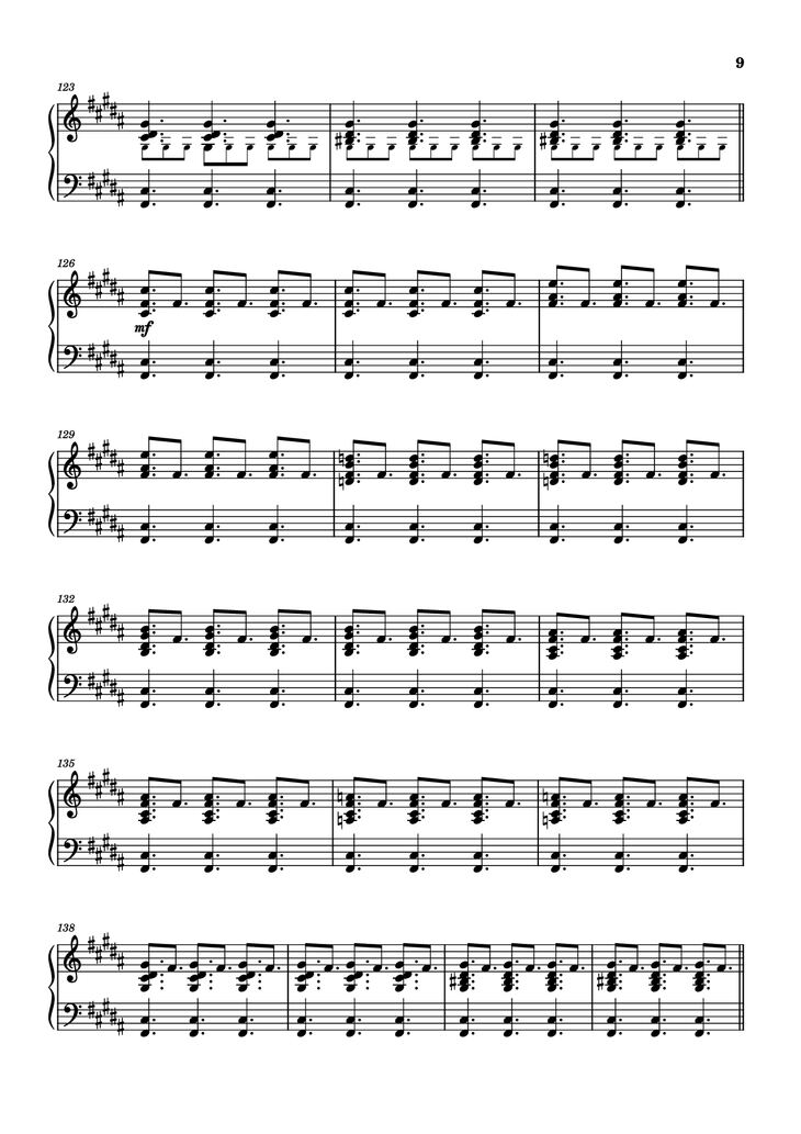 Page 9 of the piano sheet music PDF - Rockets Fall On Rocket Falls Piano by Transcribed by: Sam Anderson