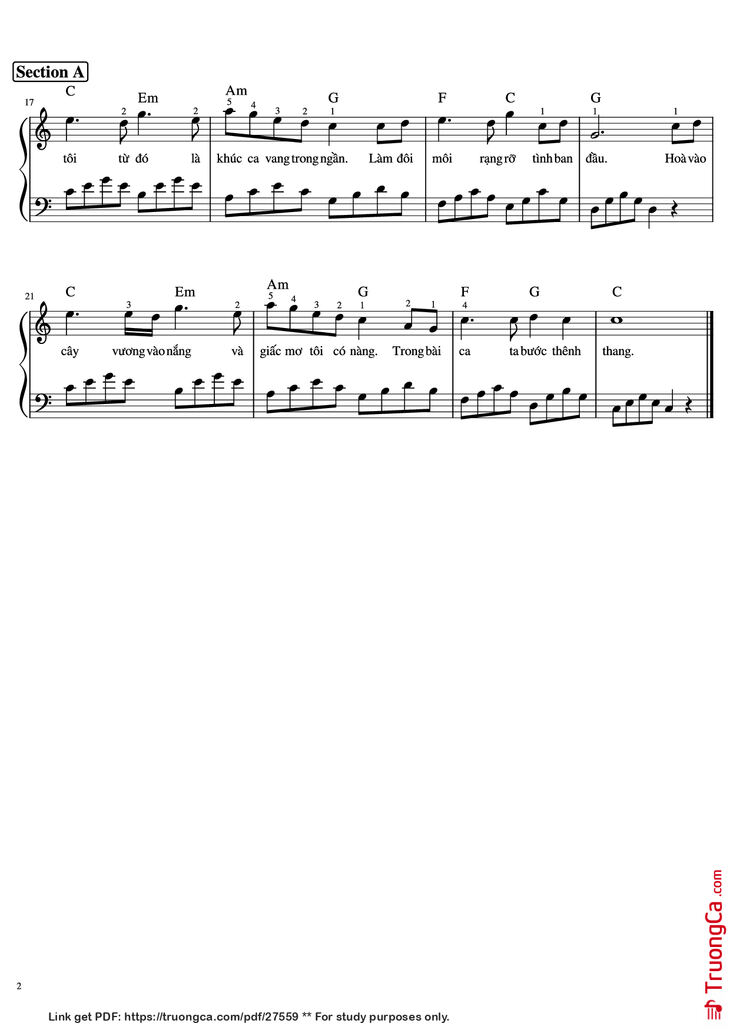 Page 2 of the piano sheet music PDF Piano - Từ Đó Piano by Phan Mạnh Quỳnh