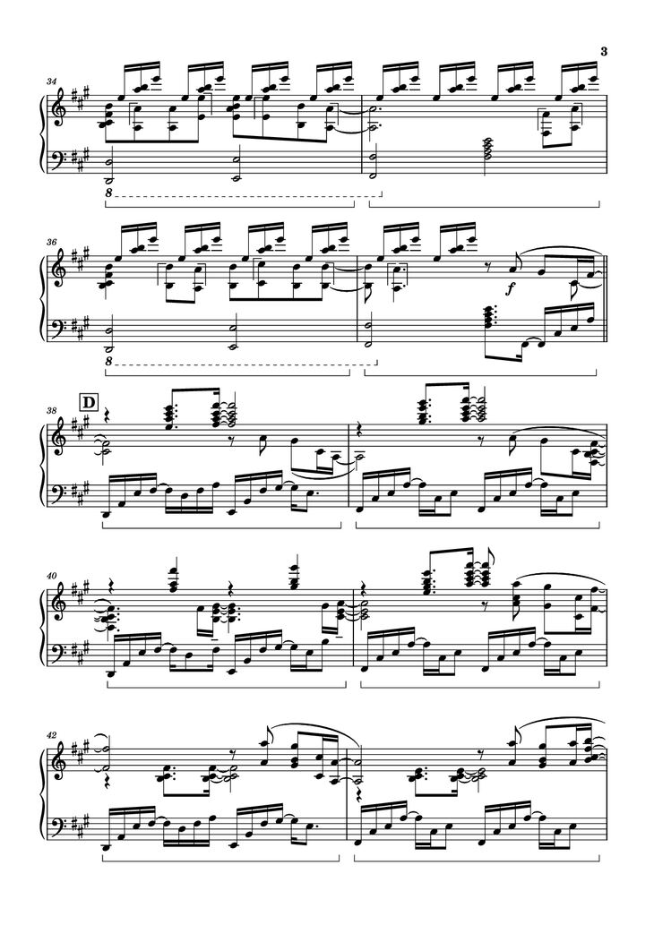Page 3 of the piano sheet music PDF Piano - Call of Silence Piano by Original Music by Hiroyuki Sawano