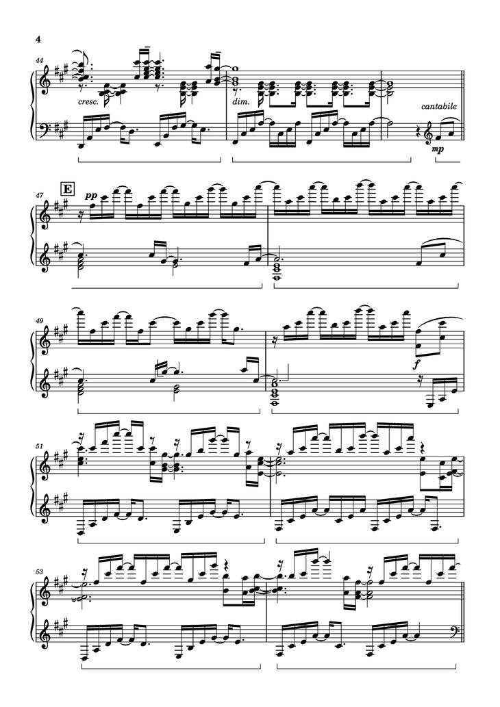 Page 4 of the piano sheet music PDF Piano - Call of Silence Piano by Original Music by Hiroyuki Sawano