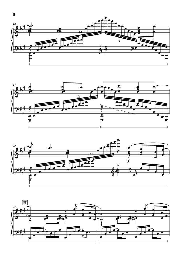 Page 8 of the piano sheet music PDF Piano - Call of Silence Piano by Original Music by Hiroyuki Sawano