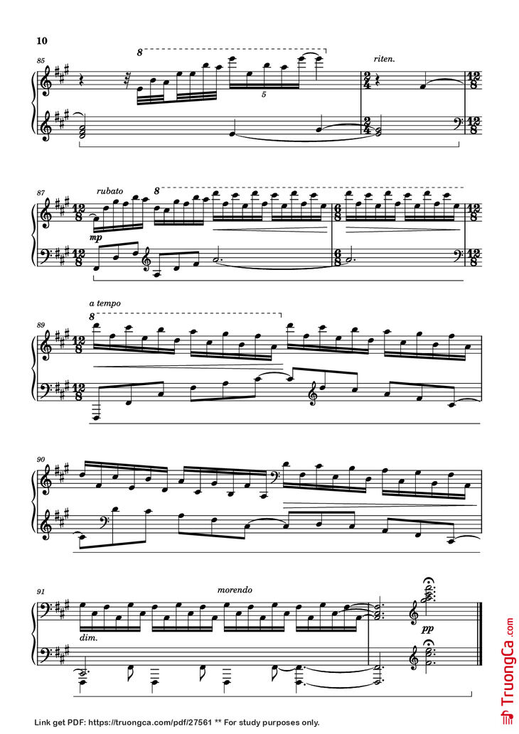 Page 10 of the piano sheet music PDF Piano - Call of Silence Piano by Original Music by Hiroyuki Sawano