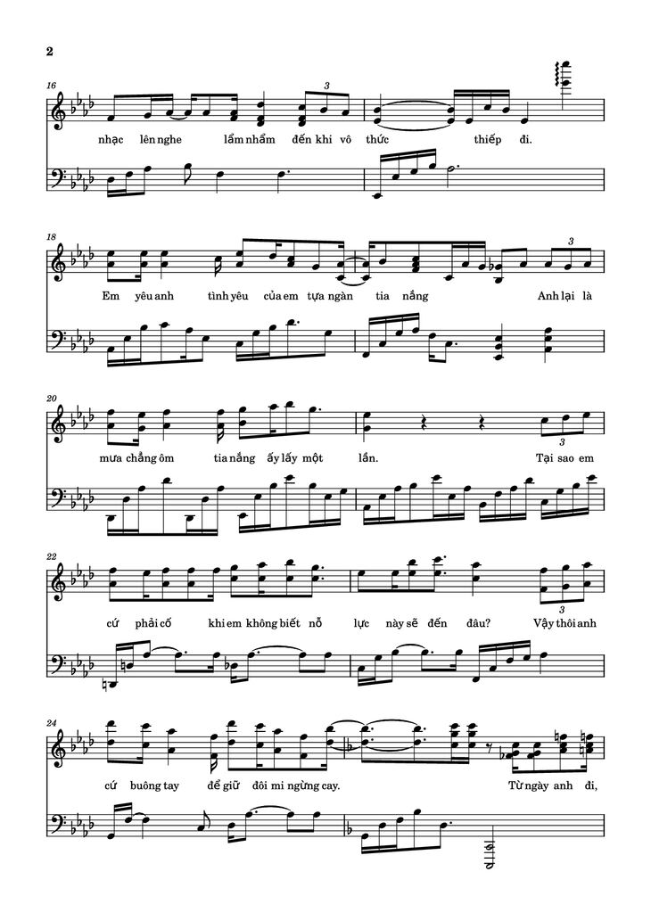 Page 2 of the piano sheet music PDF - Rồi Em Sẽ Gặp Một Chàng Trai Khác Piano by Hứa Kim Tuyền