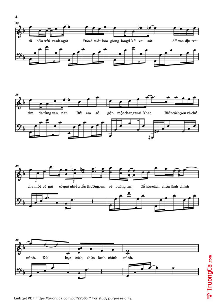 Page 4 of the piano sheet music PDF - Rồi Em Sẽ Gặp Một Chàng Trai Khác Piano by Hứa Kim Tuyền