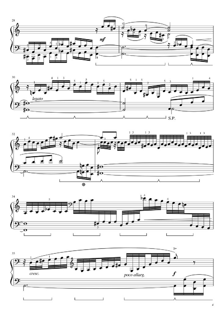 Page 4 of the piano sheet music PDF Piano - BWV 543 Piano by J.S. Bach (1685 - 1750