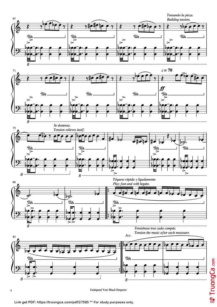 Page 4 of the piano sheet music PDF - The Sad Mafioso Piano by Compositor: Godspeed You! Black Emperor