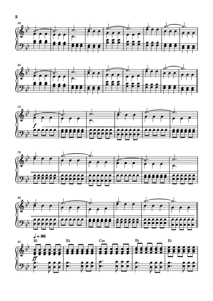 Page 2 of the piano sheet music PDF - Storm/Gathering Storm Piano by Transcribed by: Sam Anderson