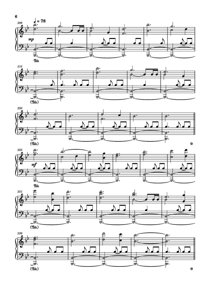 Page 6 of the piano sheet music PDF - Storm/Gathering Storm Piano by Transcribed by: Sam Anderson