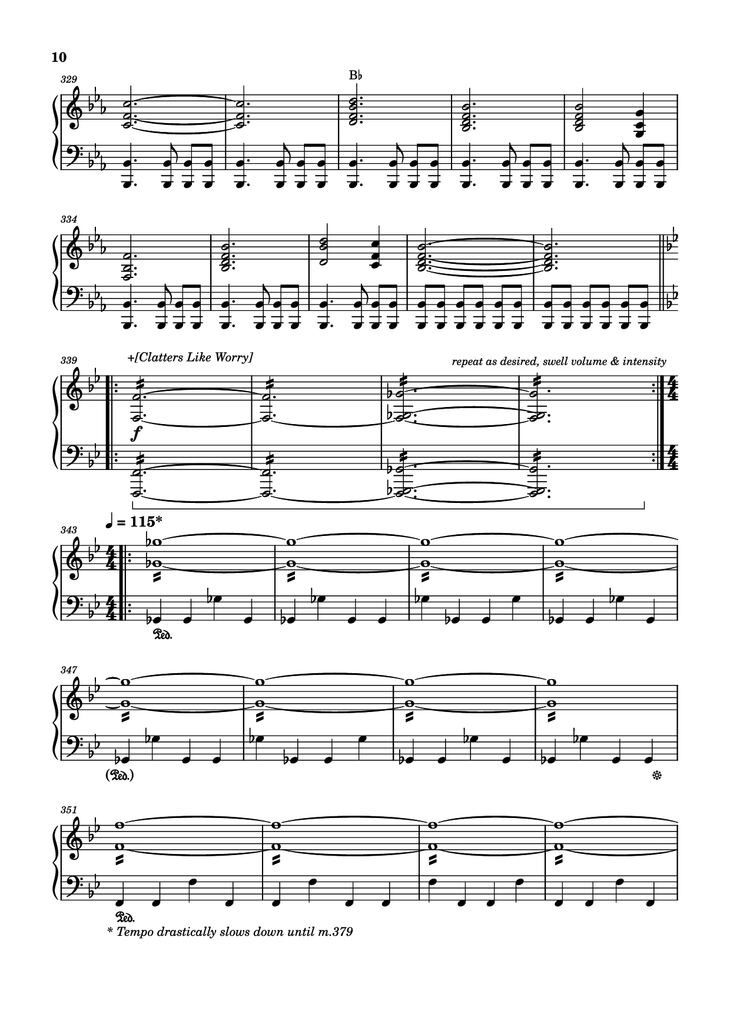Page 10 of the piano sheet music PDF - Storm/Gathering Storm Piano by Transcribed by: Sam Anderson