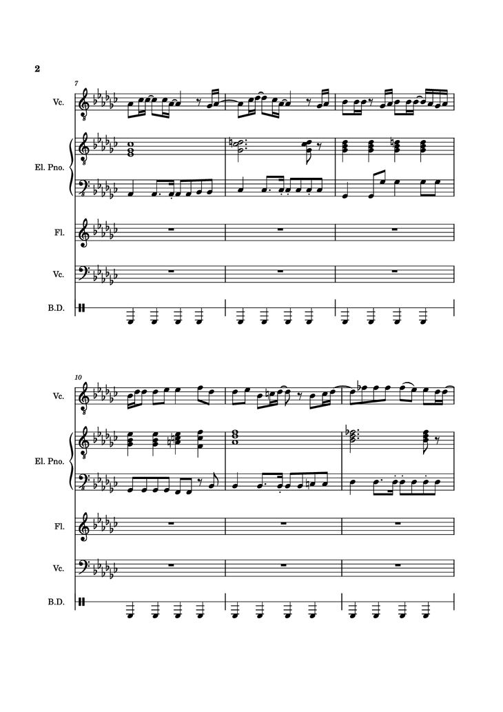 Page 2 of the piano sheet music PDF Piano Guitar Tab - Alone Again, Naturally Piano by Vulfmon (ft. Monica Martin