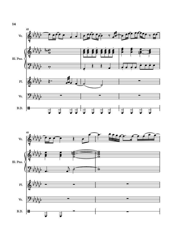 Page 14 of the piano sheet music PDF Piano Guitar Tab - Alone Again, Naturally Piano by Vulfmon (ft. Monica Martin