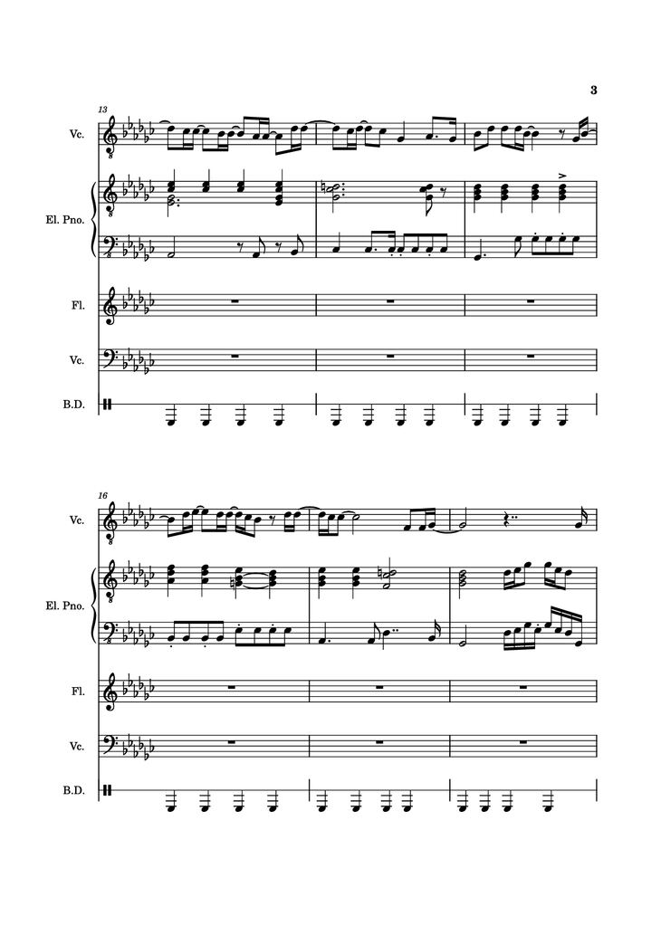 Page 3 of the piano sheet music PDF Piano Guitar Tab - Alone Again, Naturally Piano by Vulfmon (ft. Monica Martin