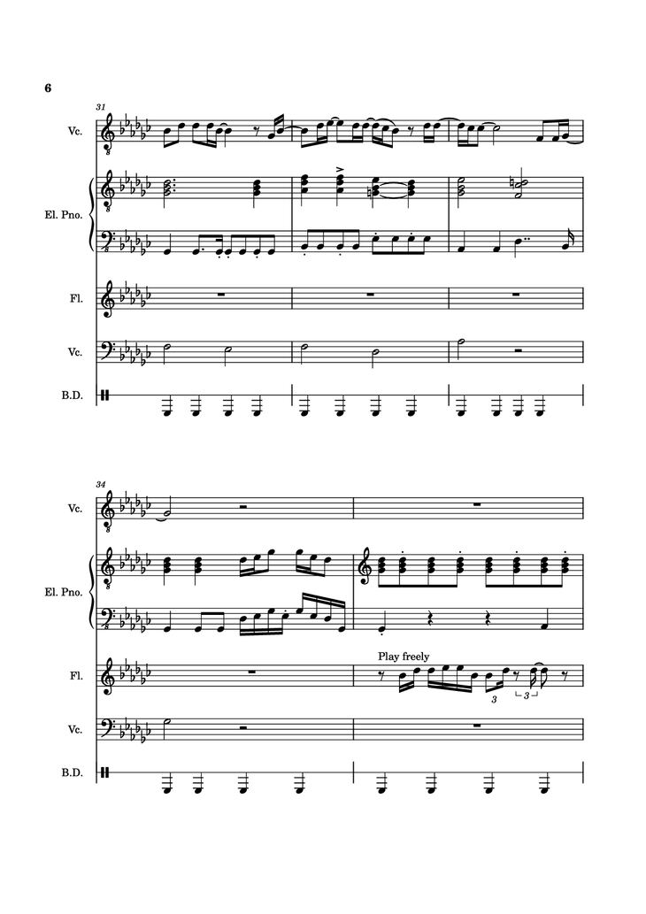 Page 6 of the piano sheet music PDF Piano Guitar Tab - Alone Again, Naturally Piano by Vulfmon (ft. Monica Martin