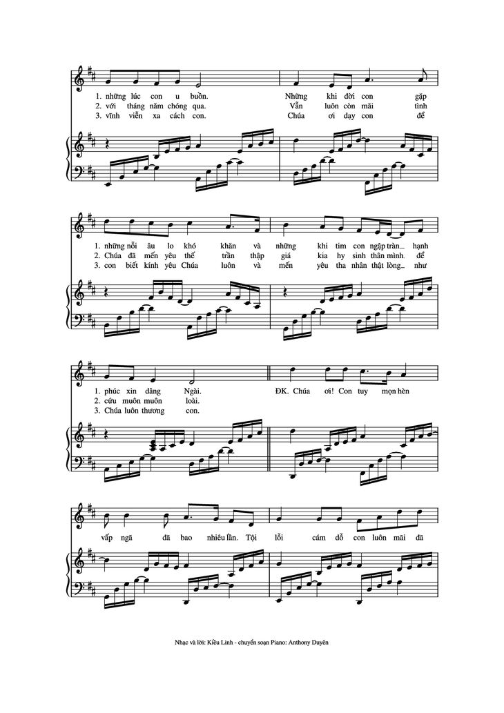 Page 2 of the piano sheet music PDF Piano - Phó Thác Piano đệm hát by Kiều Linh