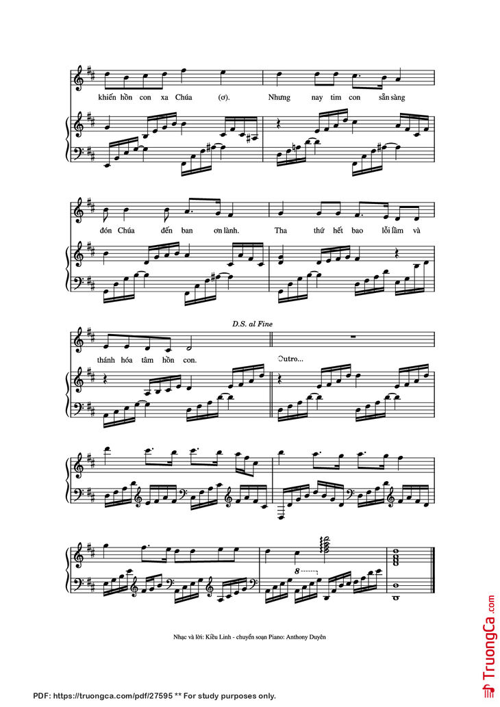 Page 3 of the piano sheet music PDF Piano - Phó Thác Piano đệm hát by Kiều Linh