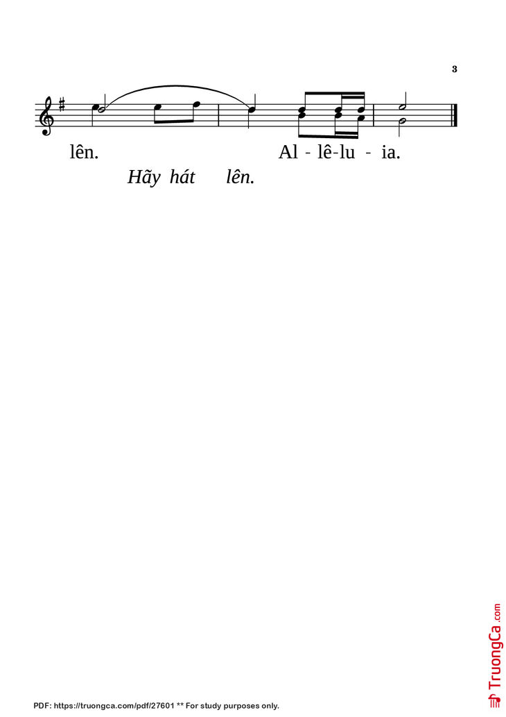 Page 3 of the piano sheet music PDF - Hãy cất tiếng hát by NGỌC LINH