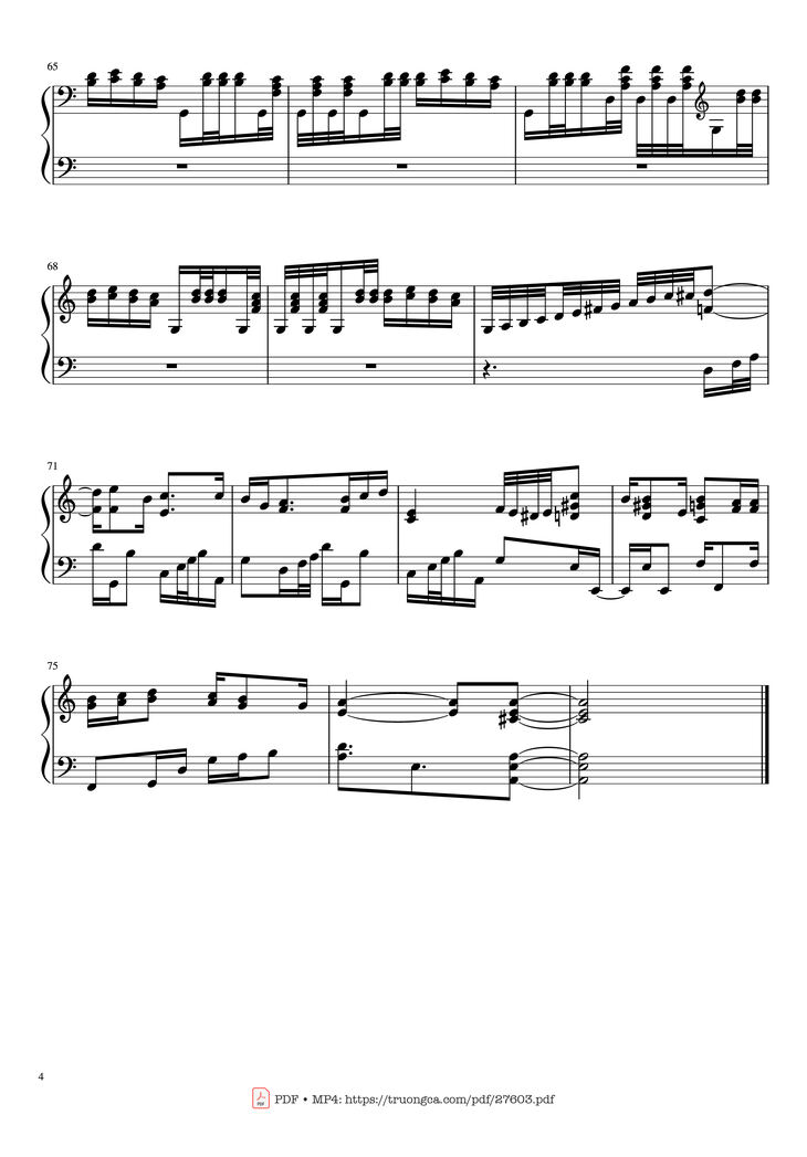 Page 4 of the piano sheet music PDF Piano - A Town with an Ocean View Piano (Advance) by Joe Hisaishi