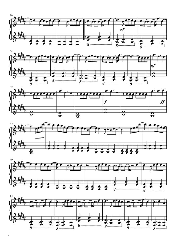 Page 2 of the piano sheet music PDF Piano - Payphone (Without Rap) Piano by Maroon 5