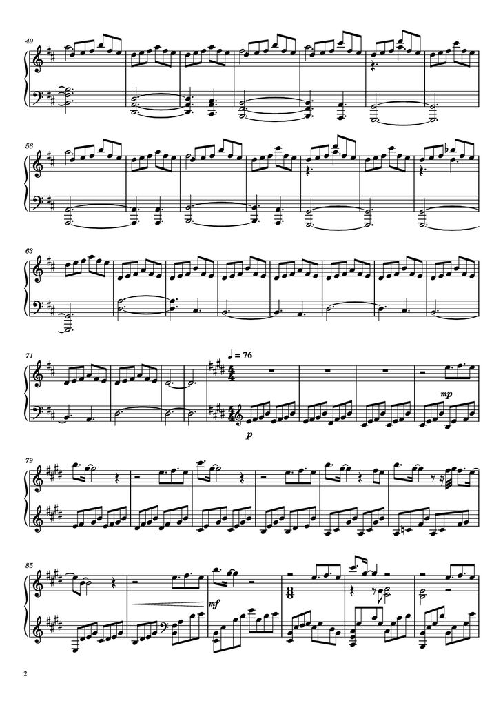 Page 2 of the piano sheet music PDF Piano - Liyue Medley Piano by Yu-Peng Chen