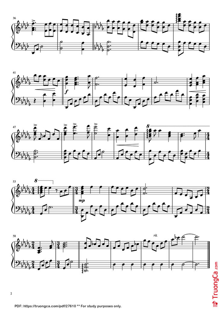 Page 2 of the piano sheet music PDF Piano - Romantic Flight Piano by John Powell