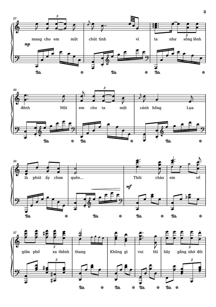 Page 3 of the piano sheet music PDF Piano - Quỳnh hương Piano by Trịnh Công Sơn, 1974