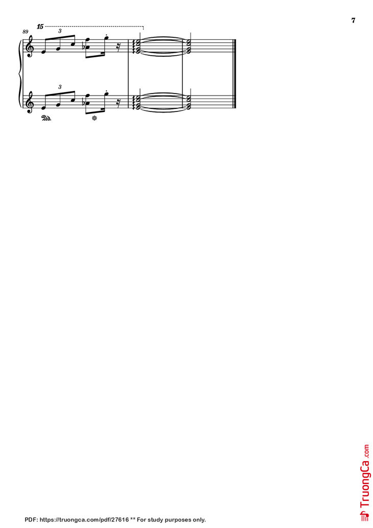 Page 7 of the piano sheet music PDF Piano - Quỳnh hương Piano by Trịnh Công Sơn, 1974