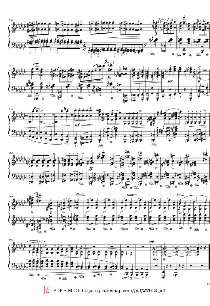 Page 13 of the piano sheet music PDF Piano - Funeral March Sonata No. 2 Op. 35 (Chopin) by Frédéric Chopin