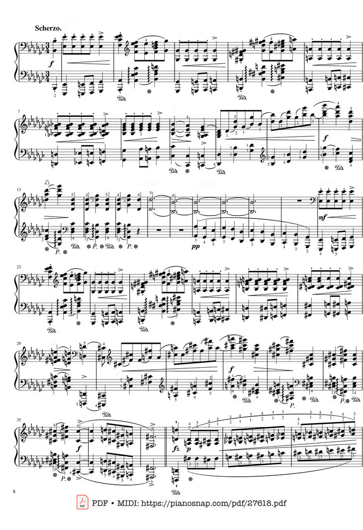 Page 8 of the piano sheet music PDF Piano - Funeral March Sonata No. 2 Op. 35 (Chopin) by Frédéric Chopin