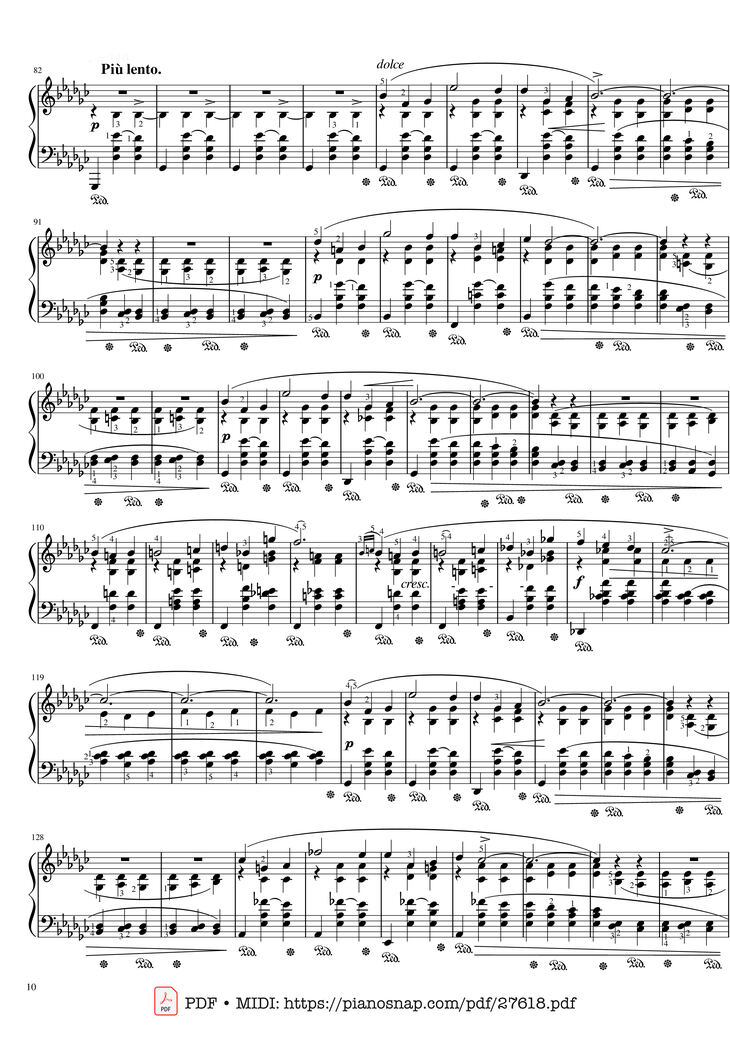 Page 10 of the piano sheet music PDF Piano - Funeral March Sonata No. 2 Op. 35 (Chopin) by Frédéric Chopin