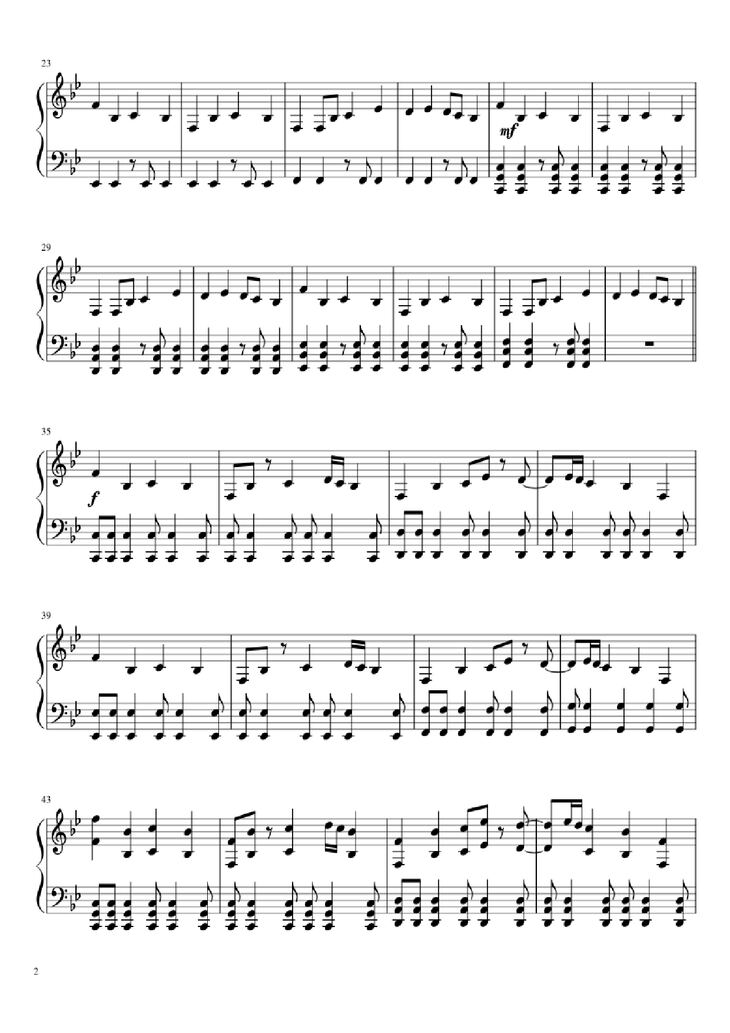 Page 2 of the piano sheet music PDF Piano - Hopes and Dreams/Save the World Piano by Toby Fox