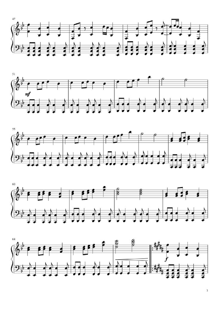 Page 3 of the piano sheet music PDF Piano - Hopes and Dreams/Save the World Piano by Toby Fox