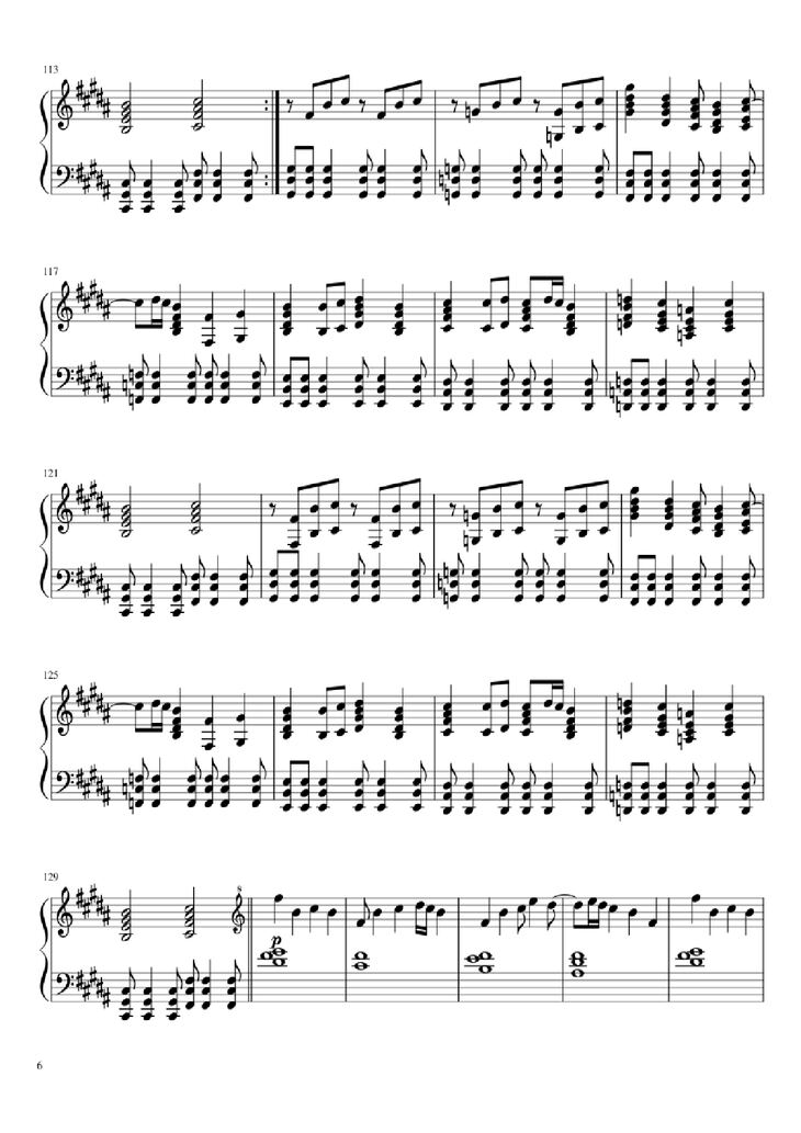 Page 6 of the piano sheet music PDF Piano - Hopes and Dreams/Save the World Piano by Toby Fox