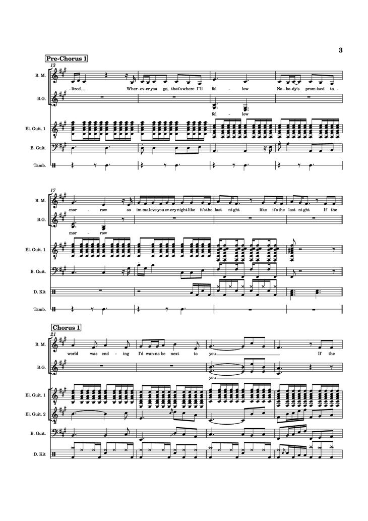 Page 3 of the piano sheet music PDF Piano Guitar Tab - Die With A Smile Piano by Arr. Keilani Bolhuis