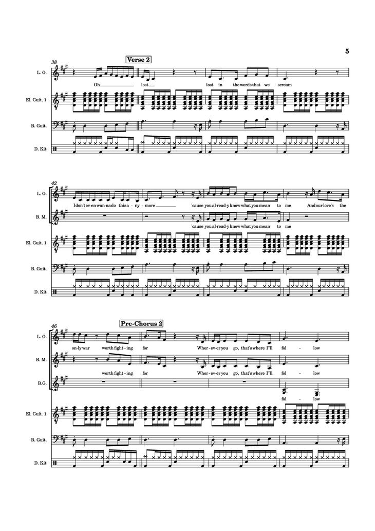 Page 5 of the piano sheet music PDF Piano Guitar Tab - Die With A Smile Piano by Arr. Keilani Bolhuis