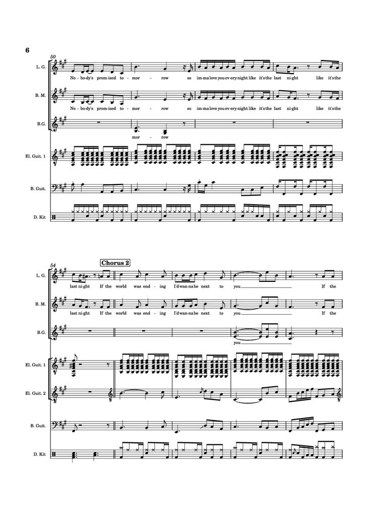 Page 6 of the piano sheet music PDF Piano Guitar Tab - Die With A Smile Piano by Arr. Keilani Bolhuis