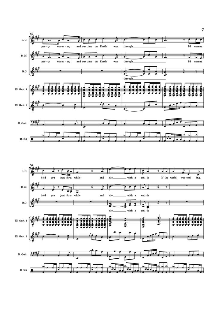 Page 7 of the piano sheet music PDF Piano Guitar Tab - Die With A Smile Piano by Arr. Keilani Bolhuis