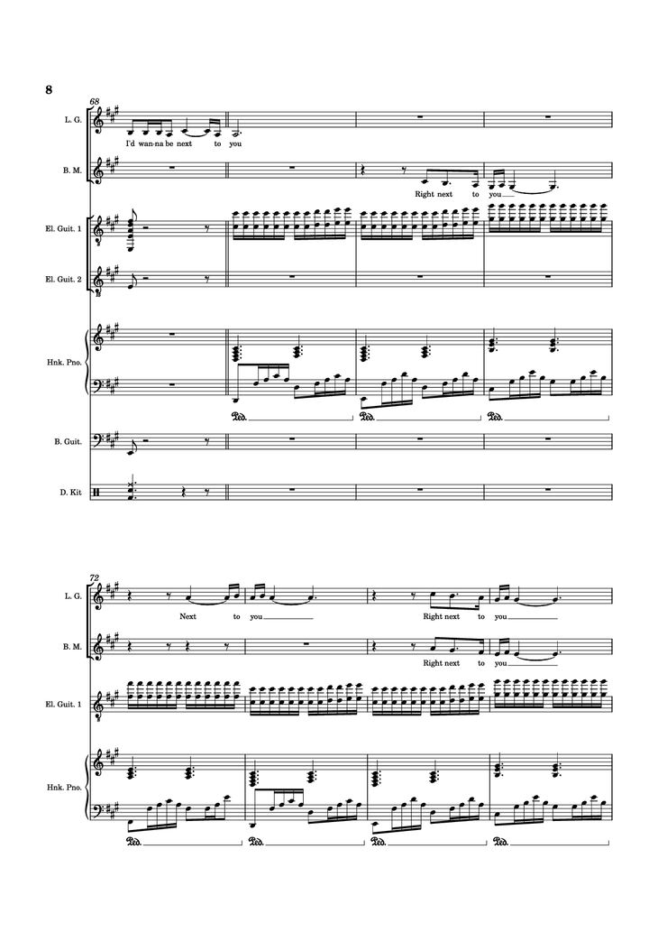 Page 8 of the piano sheet music PDF Piano Guitar Tab - Die With A Smile Piano by Arr. Keilani Bolhuis