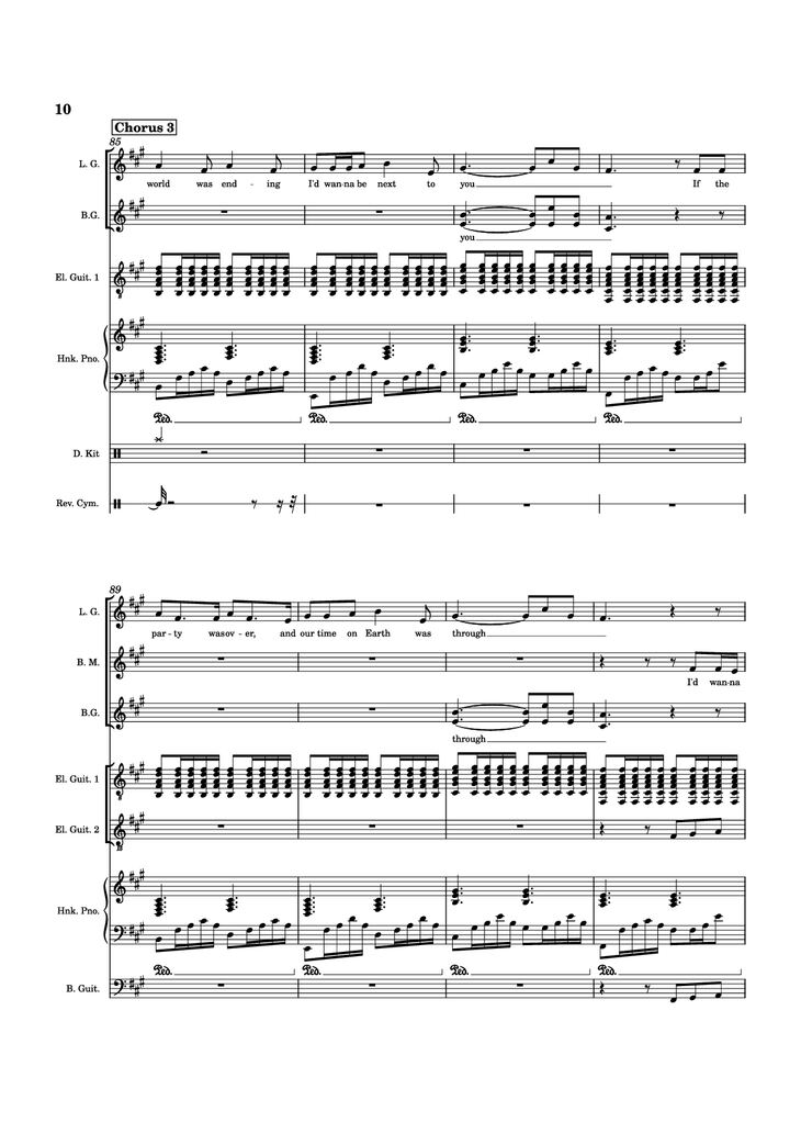 Page 10 of the piano sheet music PDF Piano Guitar Tab - Die With A Smile Piano by Arr. Keilani Bolhuis