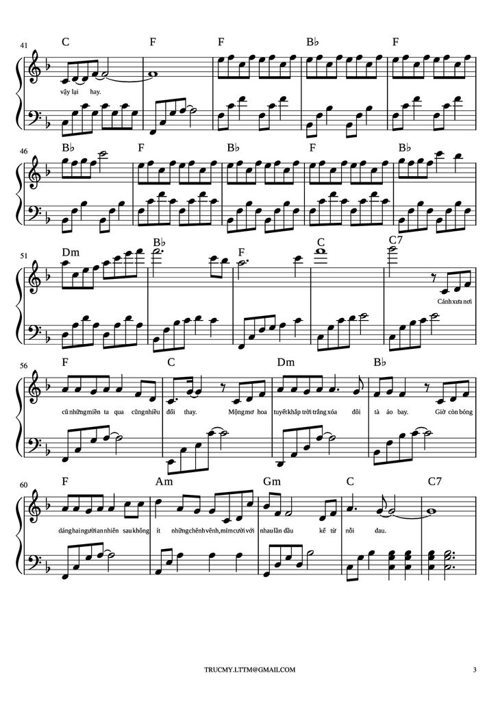 Page 3 of the piano sheet music PDF Piano - Xuân thì Piano cover by Phan Mạnh Quỳnh