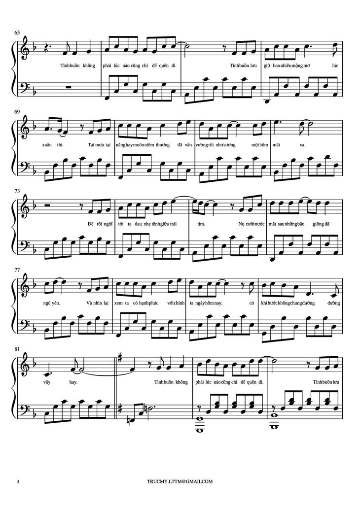 Page 4 of the piano sheet music PDF Piano - Xuân thì Piano cover by Phan Mạnh Quỳnh
