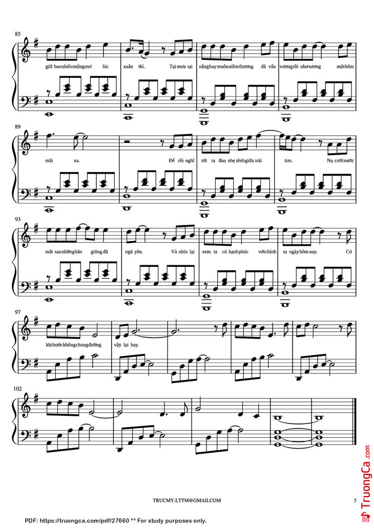 Page 5 of the piano sheet music PDF Piano - Xuân thì Piano cover by Phan Mạnh Quỳnh