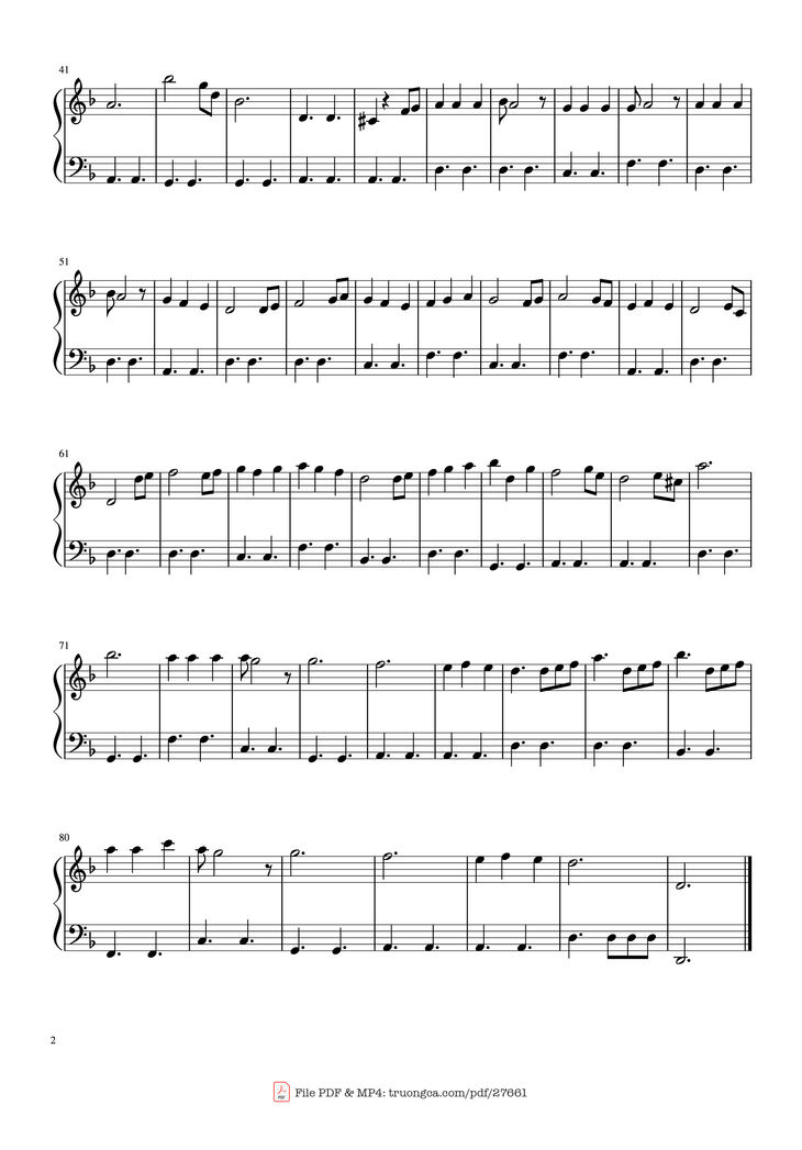 Page 2 of the piano sheet music PDF Piano - He