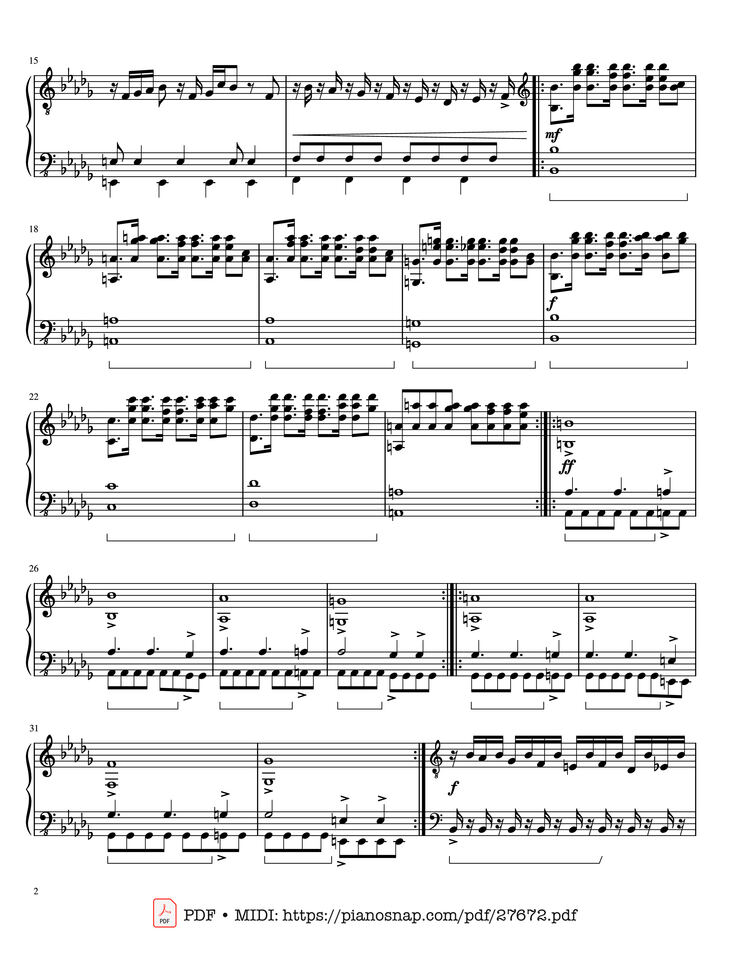 Page 2 of the piano sheet music PDF Piano - Castle Vein Piano by Heaven Pierce Her - Hakita