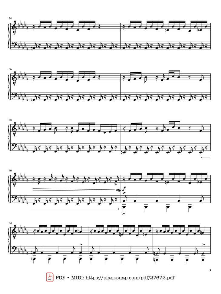 Page 3 of the piano sheet music PDF Piano - Castle Vein Piano by Heaven Pierce Her - Hakita
