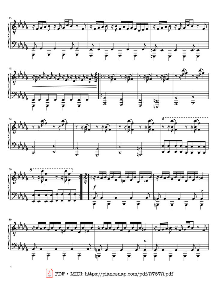 Page 4 of the piano sheet music PDF Piano - Castle Vein Piano by Heaven Pierce Her - Hakita