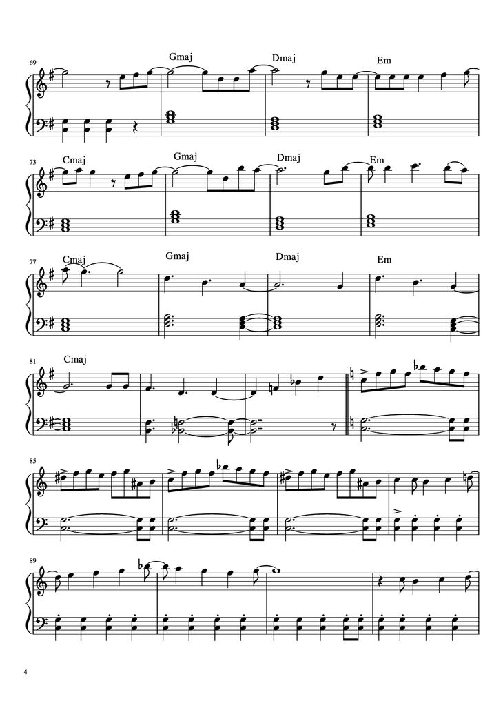 Page 4 of the piano sheet music PDF Piano - Let it go Piano (easy) by Idina Menzel