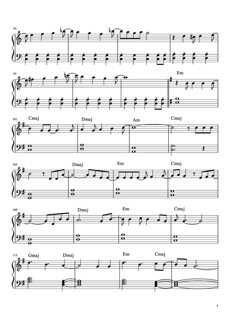 Page 5 of the piano sheet music PDF Piano - Let it go Piano (easy) by Idina Menzel