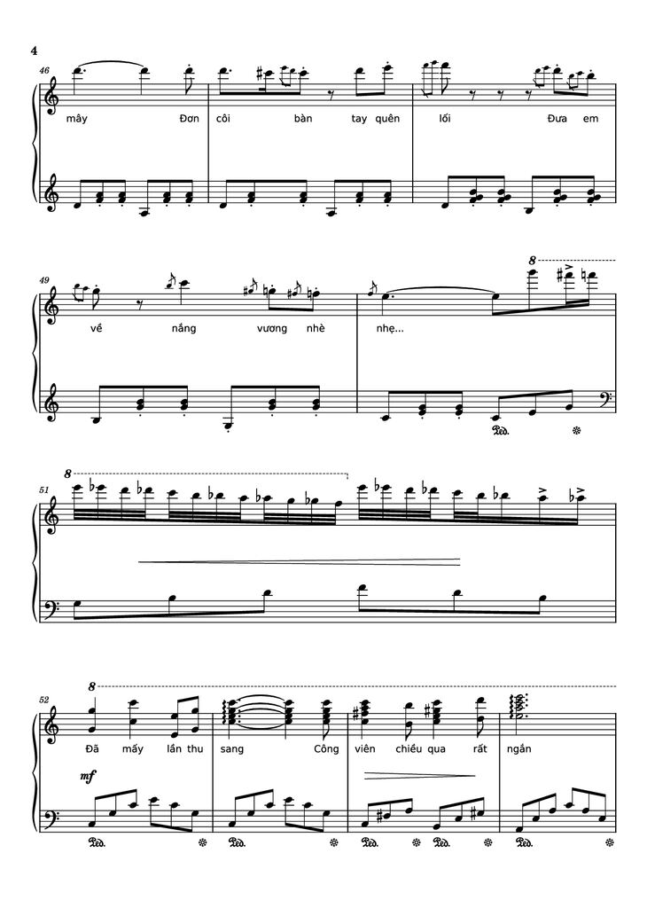 Page 4 of the piano sheet music PDF Piano - Nhìn những mùa thu đi Piano by Trịnh Công Sơn